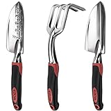 ESOW Garden Tool Set, 3 Piece Cast-Aluminum Heavy Duty Gardening Kit Includes Hand Trowel, Transplant Trowel and Cultivator Hand Rake with Soft Rubberized Non-Slip Ergonomic Handle, Garden Gifts Photo, best price $19.80 new 2024