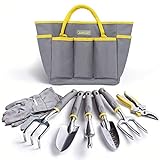 Jardineer Garden Tools Set, 8PCS Heavy Duty Garden Tool Kit with Outdoor Hand Tools, Garden Gloves and Storage Tote Bag, Gardening Tools Gifts for Women and Men Photo, best price $28.99 new 2024