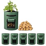 Delxo 5 Pack 10 Gallon Potato Grow Bags, Vegetable Grow Bag with Flap Window , Double Layer Premium Breathable Nonwoven Cloth for Potato/Plant Container/Aeration Fabric Pots with Handles（Green） Photo, best price $23.99 new 2024