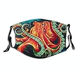 Seafloor Orange Octopus Face Mask Washable Face Protection Balaclava Reusable Fabric with 2 Filters Gift for Adults Photo, best price $12.99 new 2024
