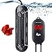 Photo AQQA Aquarium Heater 500W 800W Submersible Fish Tank Heater with Double Explosion-Proof Quartz Tubes and External LCD Display Controller for Marine Saltwater and Freshwater