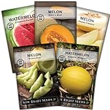 Sow Right Seeds - Melon Seed Collection for Planting - Crimson Sweet Watermelon, Cantaloupe, Yellow Juane Canary, Golden Midget, and Honeydew - Non-GMO Heirloom Seeds to Plant a Home Vegetable Garden Photo, best price $10.99 new 2024