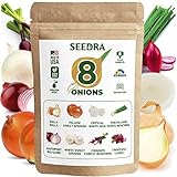 Seedra 8 Onion Seeds Variety Pack - 200+ Non GMO, Heirloom Seeds for Indoor Outdoor Hydroponic Home Garden - Walla Walla, Yellow Sweet Spanish, Crystal White Wax, Tokyo Long White Bunching & More Photo, best price $13.99 new 2024