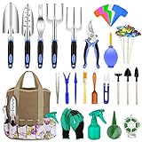 82 Pcs Garden Tools Set, Extra Succulent Tools Set, Heavy Duty Gardening Tools Aluminum with Soft Rubberized Non-Slip Handle Tools, Durable Storage Tote Bag, Gifts for Men (Blue) Photo, best price $28.99 new 2024