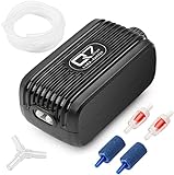 Aquarium Air Pump, Fish Tank Air Pump with Dual Outlet Adjustable Air Valve Ultra Silent Oxygen Whisper Air Pump with Air Stones Silicone Tube Check Valves Up to 80 Gallon Tank Photo, best price $12.99 new 2024