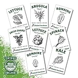 Organic Garden Greens Vegetable Seeds - 8 Varieties of Heirloom, Non-GMO Salad Green Seeds - Lettuce, Arugula, Swiss Chard, Kale, and Spinach Photo, best price $11.24 ($1.40 / Count) new 2024