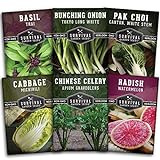 Survival Garden Seeds - Asian Vegetable Collection Seed Vault for Planting - Thai Basil, Napa Cabbage, Canton Pak Choi, Chinese Celery, Green Onions, Watermelon Radish - Non-GMO Heirloom Varieties Photo, best price $11.99 new 2024