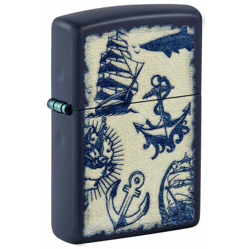 Зажигалка ZIPPO Nautical Design с покрытием Navy Matte, латунь/сталь, синяя, матовая, 38x13x57 мм фотография