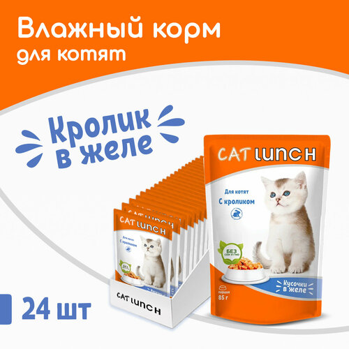 Влажный корм для котят Cat Lunch кролик 24 шт. х 2040 г (кусочки в желе) фотография