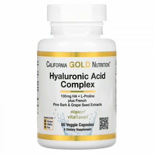 California Gold Nutrition Hyaluronic Acid Complex, 150 мл, 50 г, 60 шт. фотография