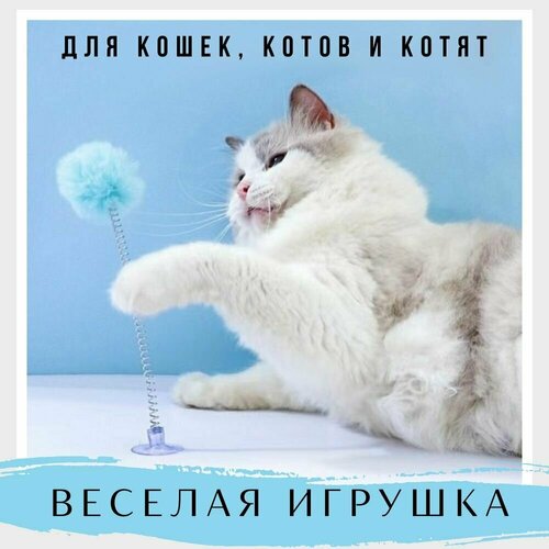 Игрушка для кошки ( кота ) и котят / Good Ideas / дразнилка на присоске голубая 1 шт фотография