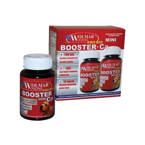 Кормовая добавка Wolmar Winsome Pro Bio Booster Ca Mini для мелких пород собак , 360 таб. фотография