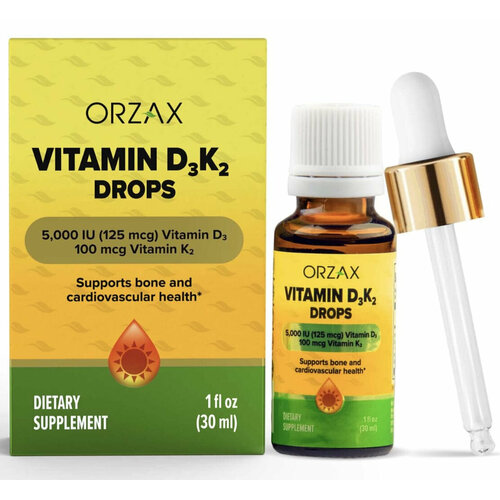 Orzax Vitamin D-3 125 мкг K-2 100 мкг Drops 30 мл фотография