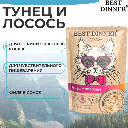 Корм для кошек BEST DINNER Holistic Тунец с лососем в соусе пауч 70г фотография