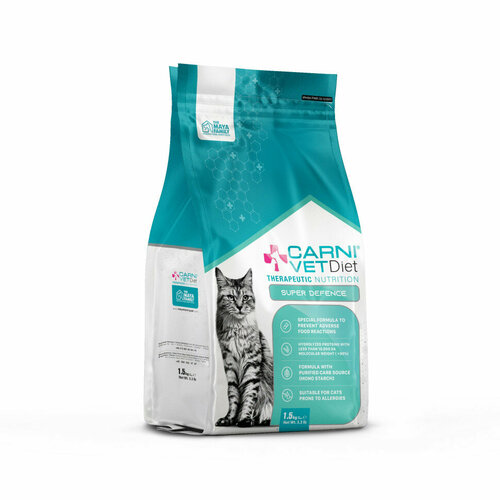 CARNI Vet Diet Cat Super Defense диетический сухой корм для кошек при пищевой непереносимости и аллергии - 1,5 кг фотография