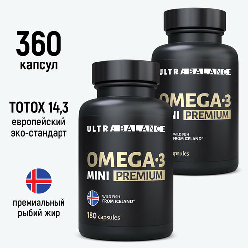 Омега 3 мини, рыбий жир, витамины Omega 3 , UltraBalance 360 капсул фотография