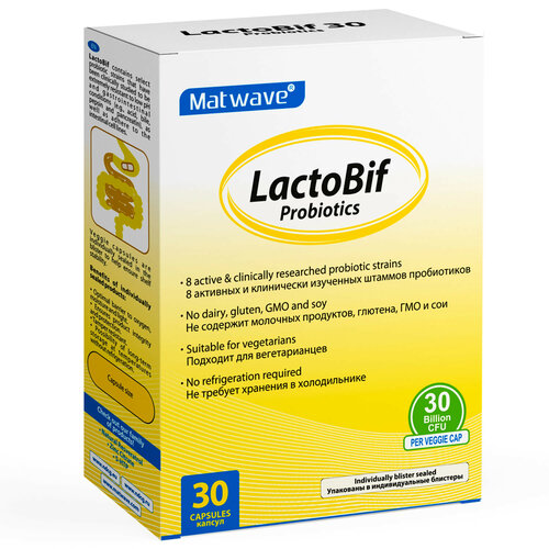 Matwave LactoBif Probiotics капс., 30 млрд КОЕ, 40 г, 30 шт., нейтральный, 1 уп. фотография