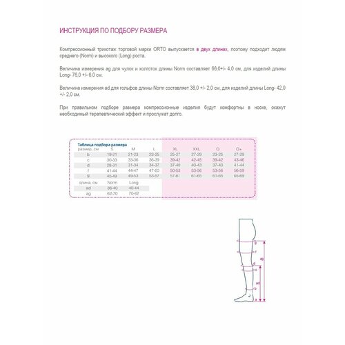 ORTO Компрессионные женские полупрозрачные гольфы 1 класс (18-22 мм рт. ст.)/ черный/размер LONG M фотография