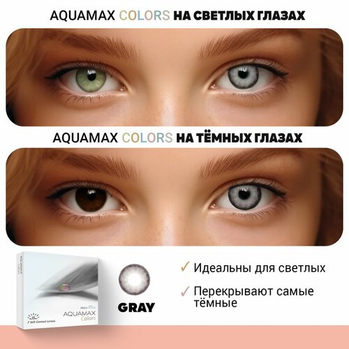 Контактные линзы Pegavision Aquamax Colors, 2 шт., R 8,6, D -6, gray, 1 уп. фотография