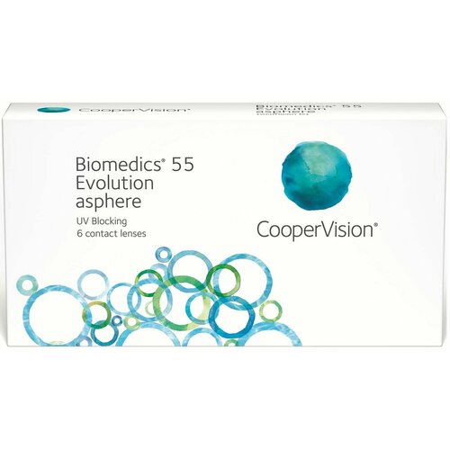 Контактные линзы CooperVision Biomedics 55 Evolution Asphere UV, 6 шт., R 8,6, D -4,25, прозрачный, 1 уп. фотография