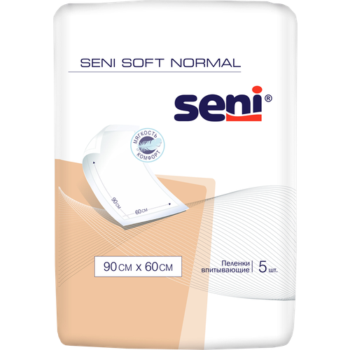 Пеленки впитывающие одноразовые урологические Seni Soft Normal 90 x 60 см, 5 шт. фотография