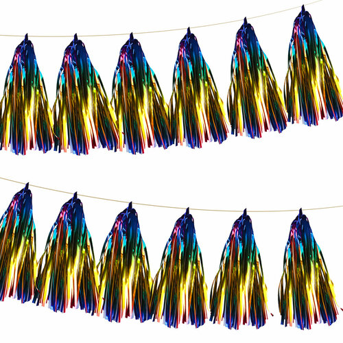 Гирлянда Тассел, Радужный, Металлик, 35*12 см, 12 листов. фотография