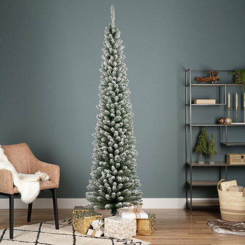 Winter Deco Искусственная елка Pensil Pine заснеженная 210 cм, ПВХ 4060120 фотография