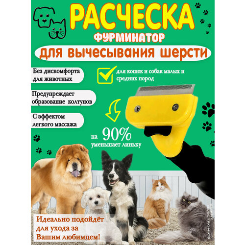 Фурминатор, для удаления подшерстка, расческа для длинношерстных собак и кошек малых и средних пород; TV-983; микс цветов фотография