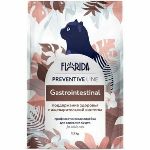 Сухой корм FLORIDA для кошек профилактическая линия, Preventive Line Gastrointestinal, поддержание здоровья пищеварительной системы, курица, 1,5 кг. фотография