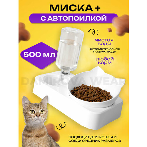 Двойная миска для животных на подставке для воды и корма / Миска с чашей под наклоном Master-Pokupok фотография