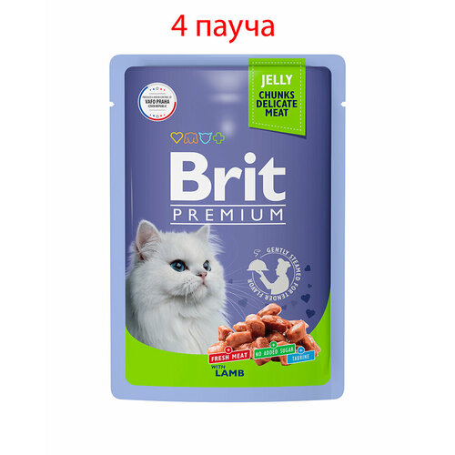 Пауч Brit Premium для взрослых кошек ягненок в желе 85гр, 4шт фотография