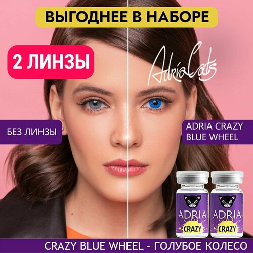 Контактные линзы ADRIA Crazy, 2 шт., R 8,6, D 0, blue wheel, 2 уп. фотография