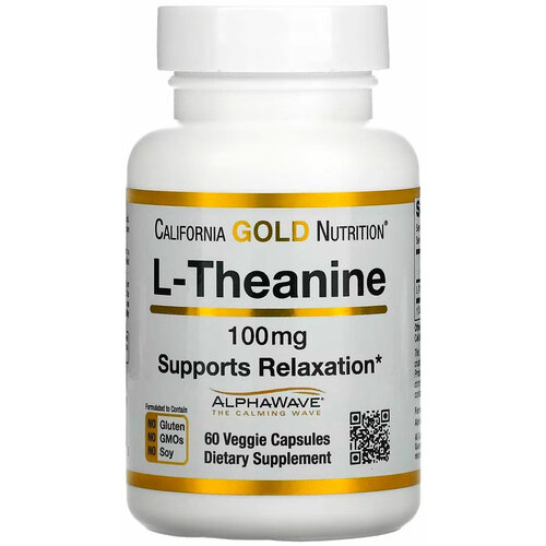 California Gold Nutrition L-Theanine AlphaWave вег. капс., 100 мг, 60 г, 60 шт. фотография