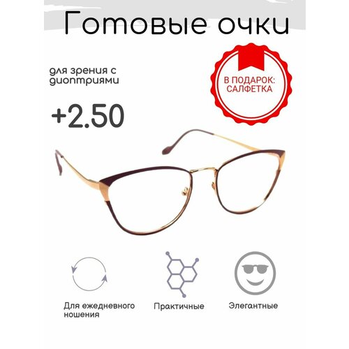 Готовые очки для зрения +2.50 , корригирующие с диоптриями фотография