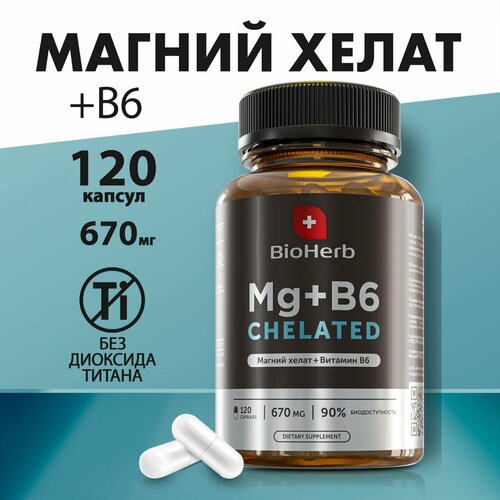 BioHerb MAGNESIUM + B6 (Магний + В6) биокапс, 120 капсул фотография