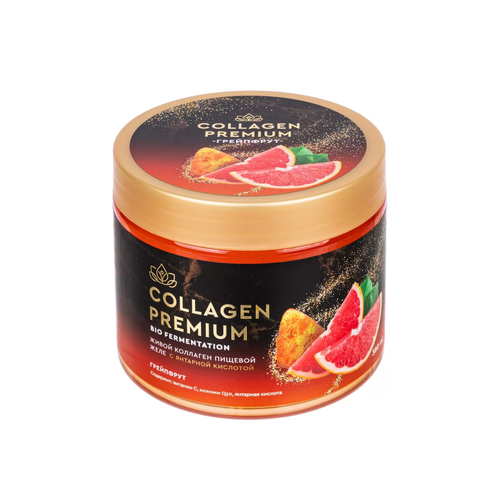 Натуральный пищевой коллаген в желе Collagen Premium с грейпфрутом и янтарной кислотой 380 гр для молодости , для суставов , для кожи волос и ногтей фотография