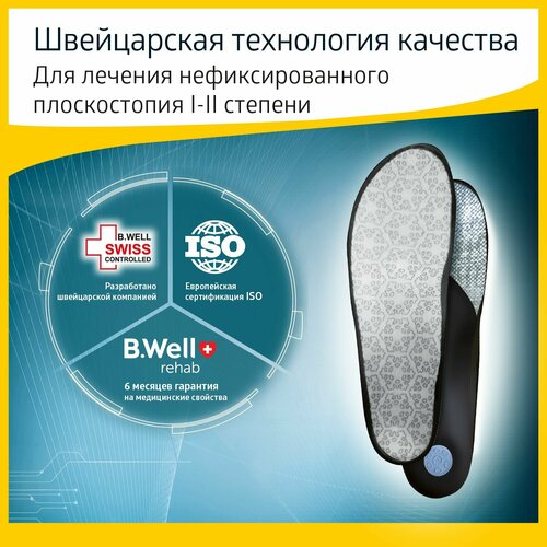 B.Well Стельки ортопедические FW-607 , р-р: 46, 30.4 см, цвет: серый/черный фотография