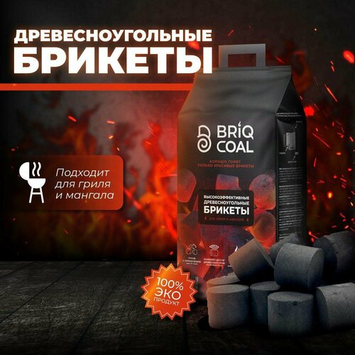 BriqPACK 2.5 кг - Высокоэффективные Древесноугольные Брикеты BRIQCOAL фотография