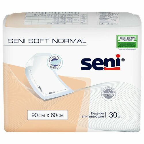 Пеленки впитывающие одноразовые Seni Soft Normal 90 x 60 см, 30 шт. фотография