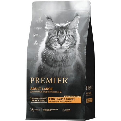 Корм сухой для кошек крупных пород Premier Cat Lamb&Turkey Adult Large Свежее мясо ягненка с индейкой 400 г фотография