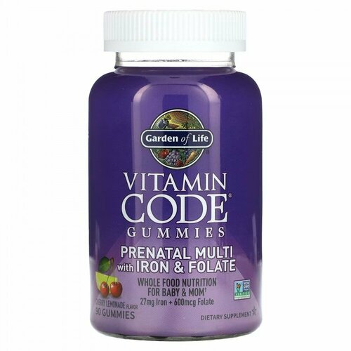 Garden of Life, Vitamin Code, жевательные таблетки для беременных, мультивитамины с железом и фолатом, вишневый лимонад, 90 жевательных таблеток фотография