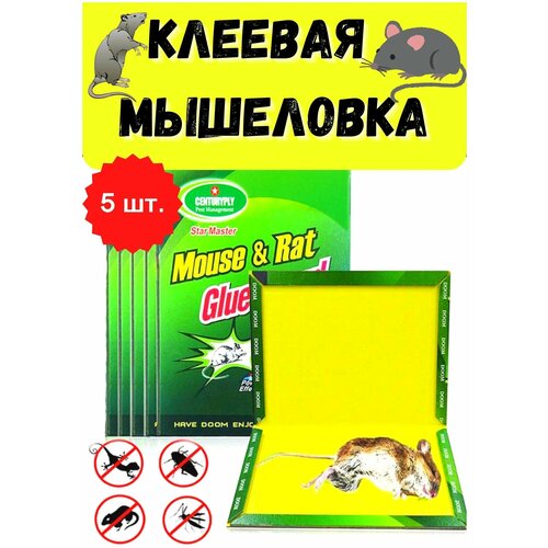 Клеевая ловушка для мышей и крыс Mouse Trap, набор из 5 штук для дома и дачи фотография