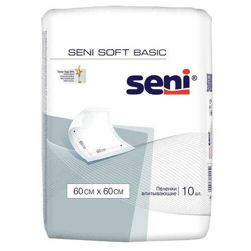 Пеленки Seni Soft Basic медицинские впитывающие одноразовые 60 x 60 см, 10 шт. фотография