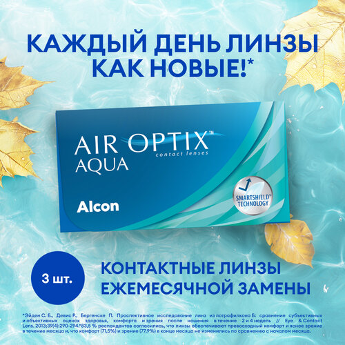 Контактные линзы Alcon Air optix Aqua, 3 шт., R 8,6, D +5,25 фотография