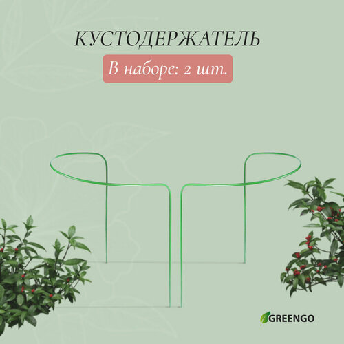 Кустодержатель, d = 30 см, h = 60 см, ножка d = 0,3 см, металл, набор 2 шт, зелёный, Greengo фотография