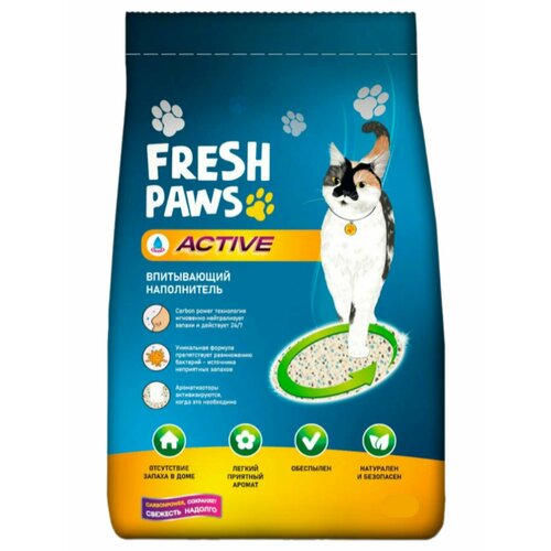 Fresh Paws Active Наполнитель впитывающий для кошачьего туалета с активированным углем 18л/12кг фотография