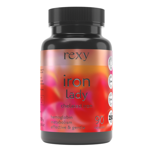 Железо Бисглицинат Iron lady rexy 90 капсул биодоступное, комплекс витаминов для женщин, БАД для волос, сердца и сосудов повышает гемоглобин фотография