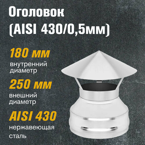 фотография Оголовок из нержавеющей стали для дымохода (AISI 430/0,5мм) (180х250), купить за 2346 р