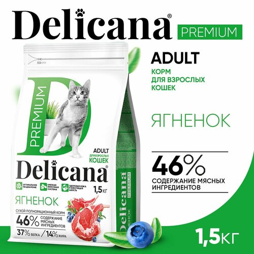 фотография DELICANA Корм сухой для кошек Ягненок 1,5 кг, купить за 1087 р