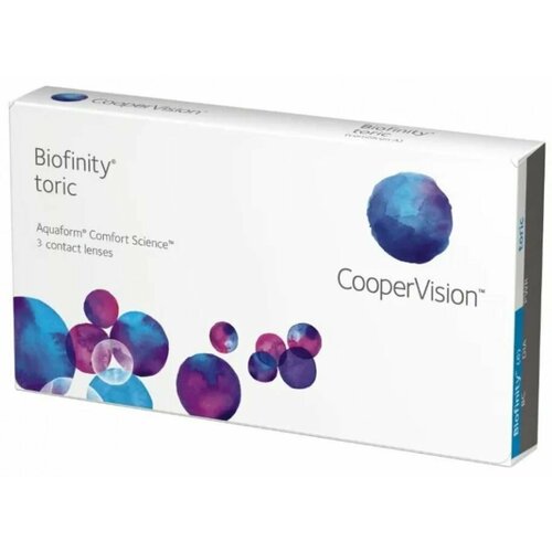 Контактные линзы CooperVision Biofinity Toric., 3 шт., R 8,7, D +5, CYL: -0,75, AХ: 20, бесцветный, 1 уп. фотография